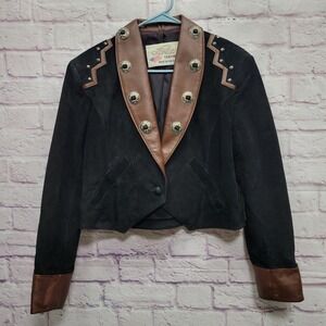 Lariat Suede Leather Western Bolero Jacket Womens M Cropped Y2k Retro Rockabilly